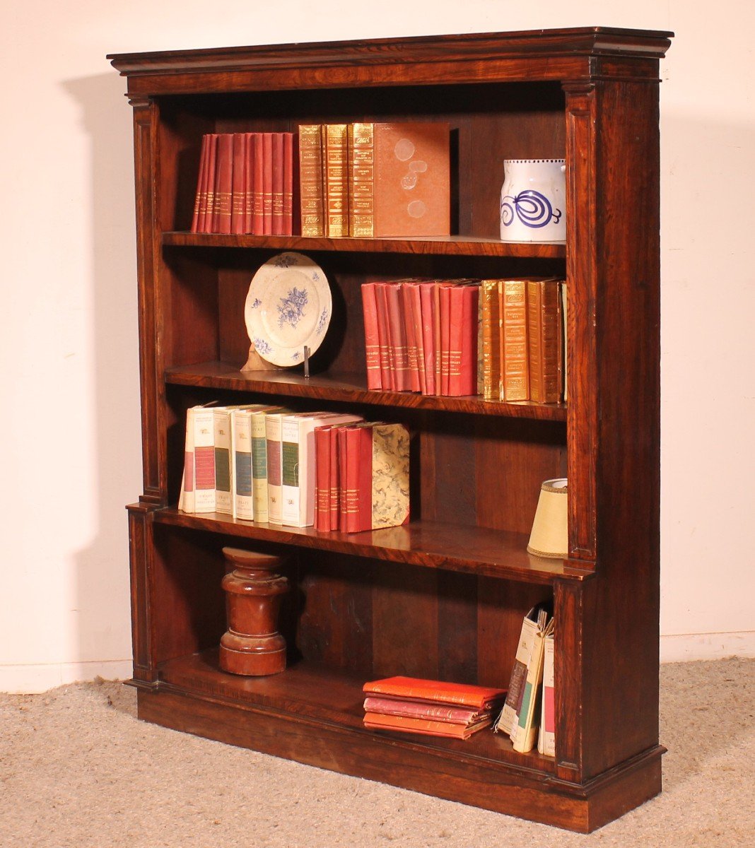 19th Century Rosewood Open Bookcase With Breakfront-photo-7