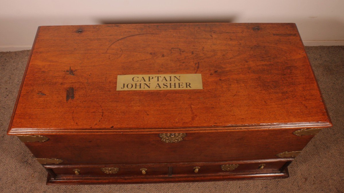 18th Century English Navy Chest Circa 1740 Of Captain John Asher-photo-6