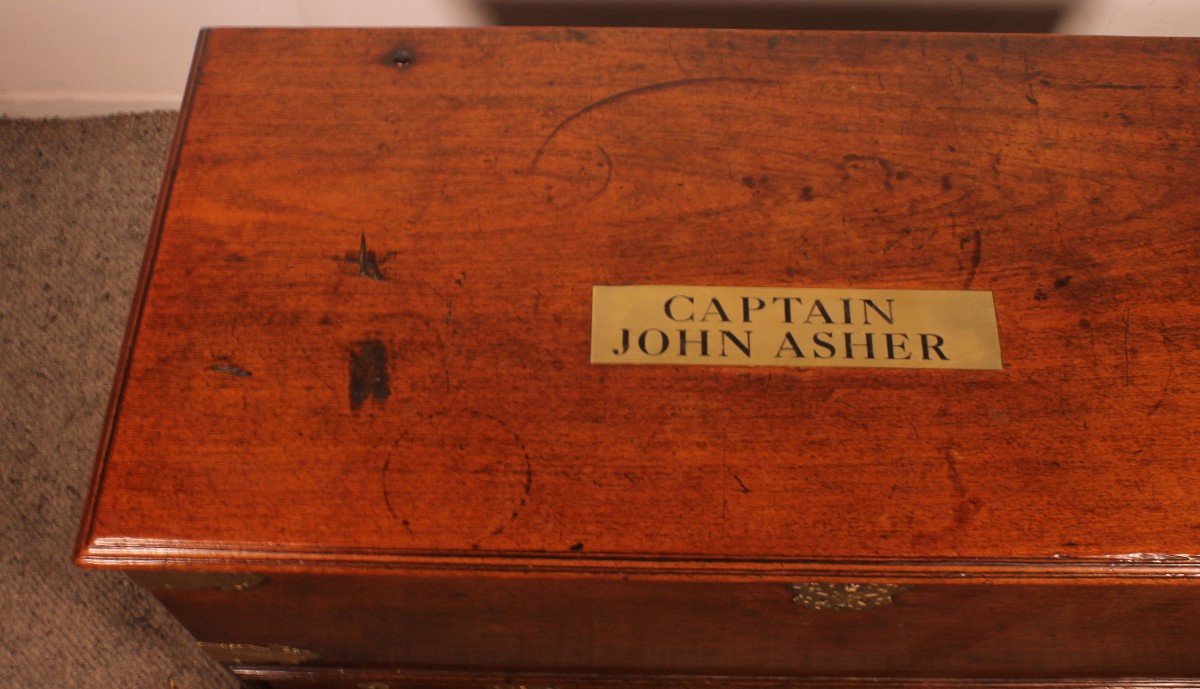 18th Century English Navy Chest Circa 1740 Of Captain John Asher-photo-7