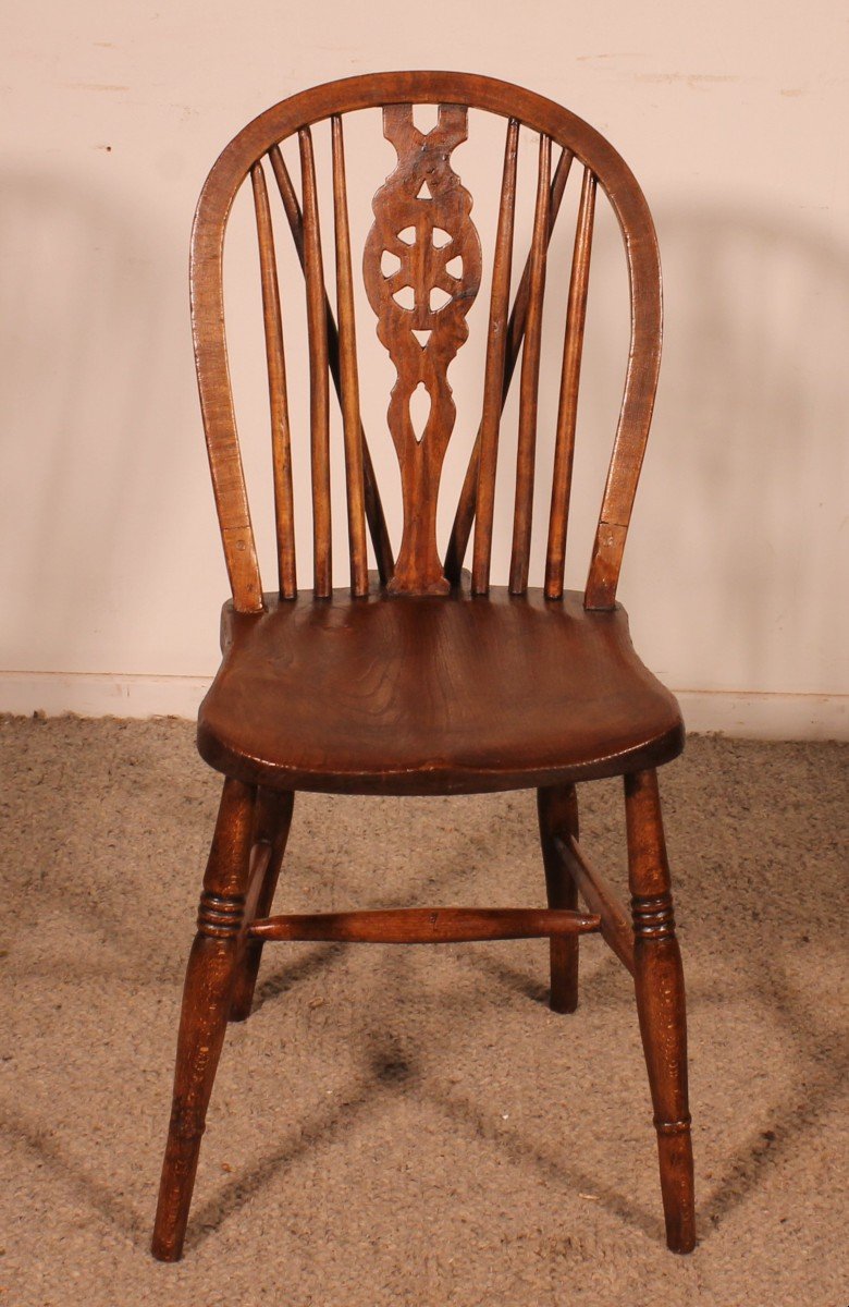 Set Of 6 19th Century Windsor Wheelback Chairs-photo-2