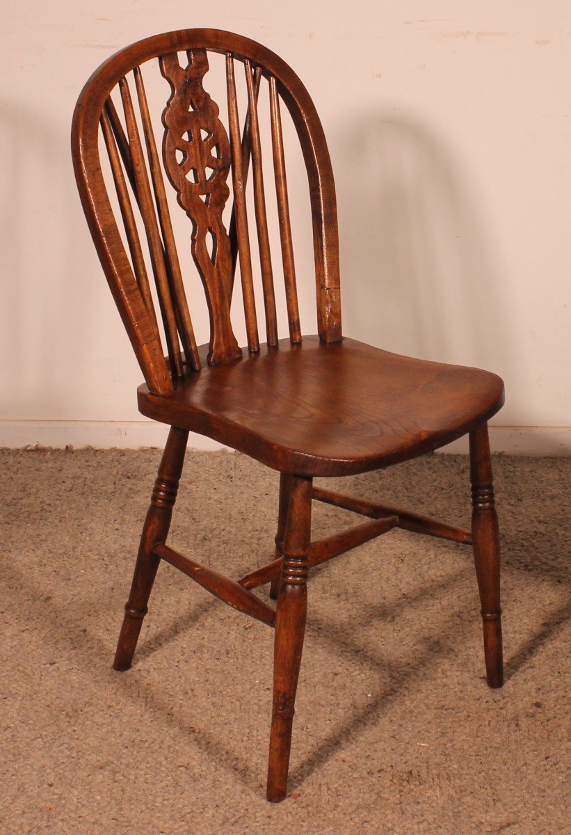 Set Of 6 19th Century Windsor Wheelback Chairs-photo-2