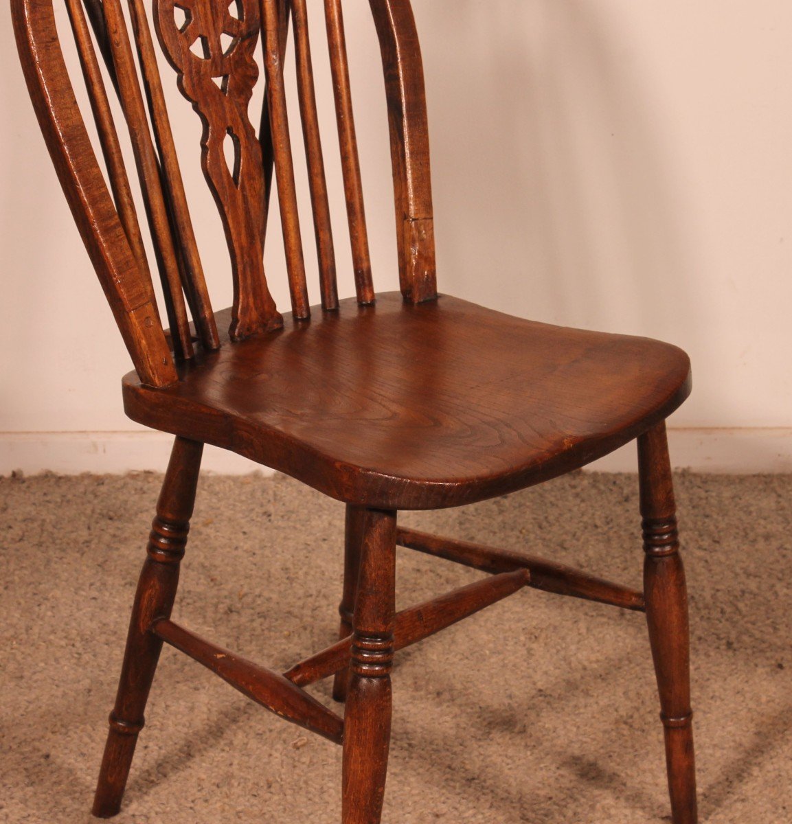 Set Of 6 19th Century Windsor Wheelback Chairs-photo-3