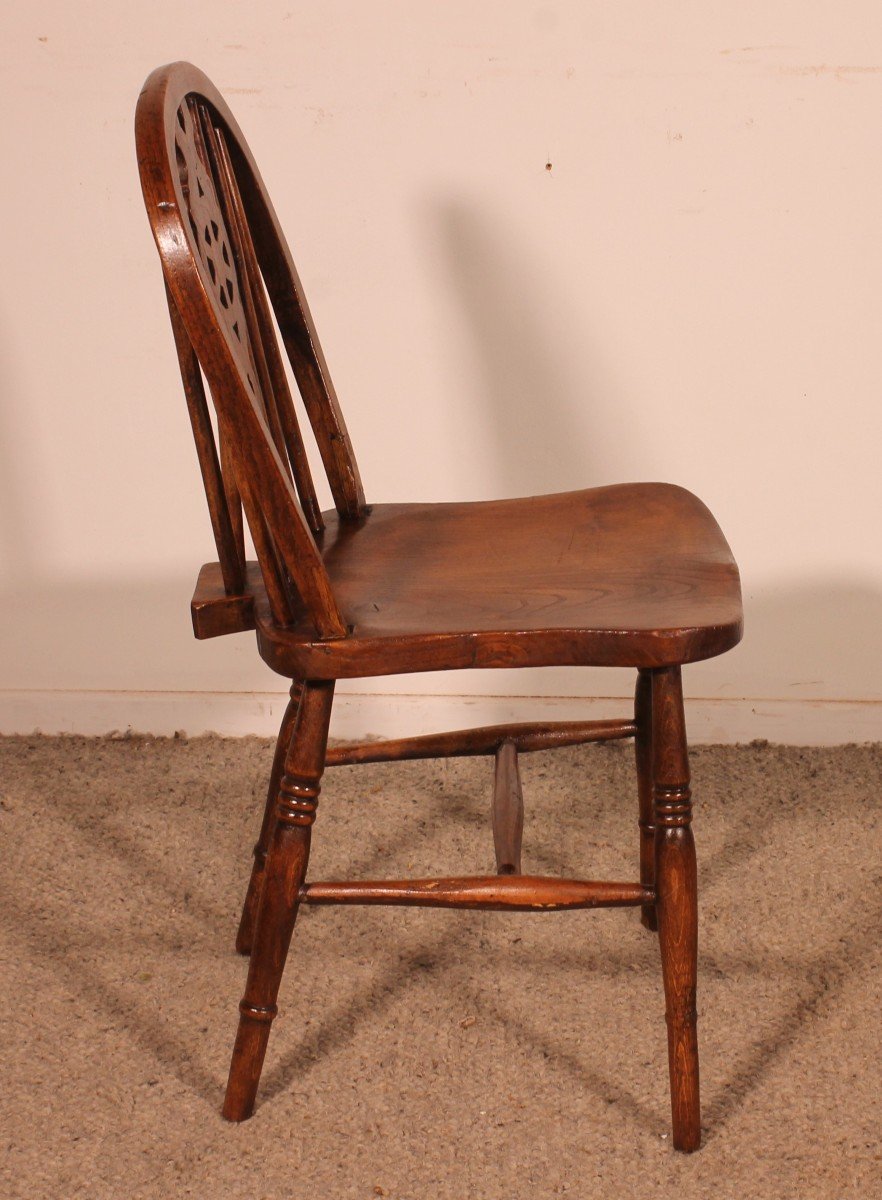 Set Of 6 19th Century Windsor Wheelback Chairs-photo-4