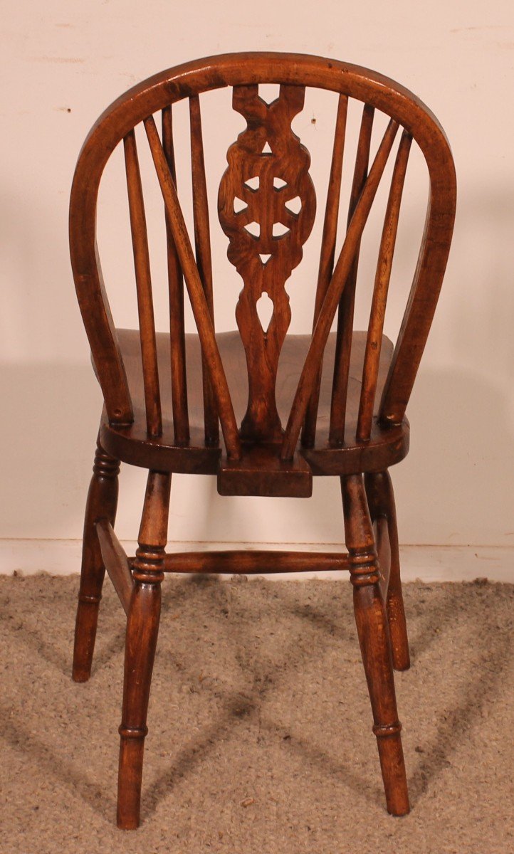 Set Of 6 19th Century Windsor Wheelback Chairs-photo-5