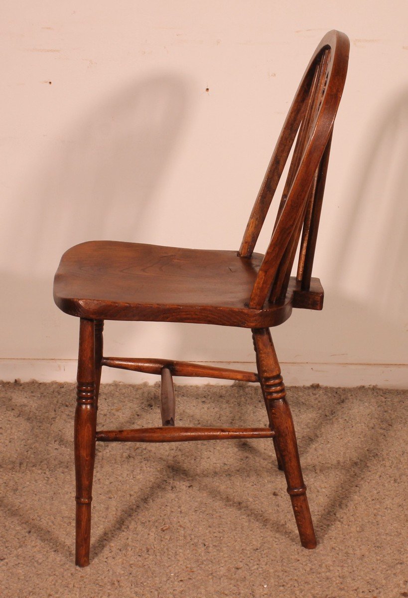 Set Of 6 19th Century Windsor Wheelback Chairs-photo-6