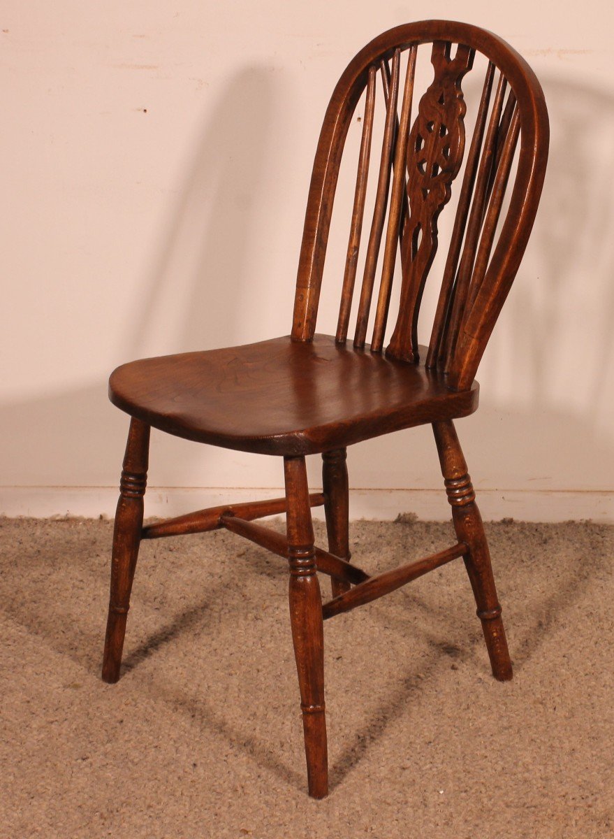 Set Of 6 19th Century Windsor Wheelback Chairs-photo-7