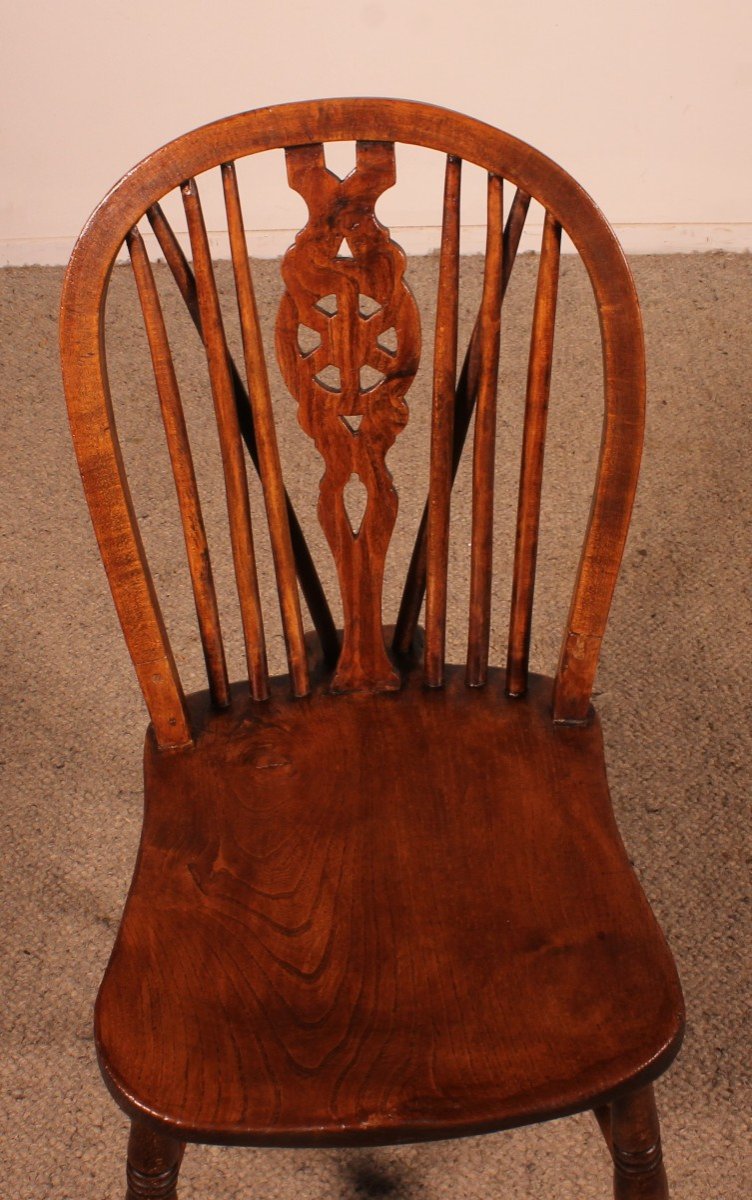 Set Of 6 19th Century Windsor Wheelback Chairs-photo-8