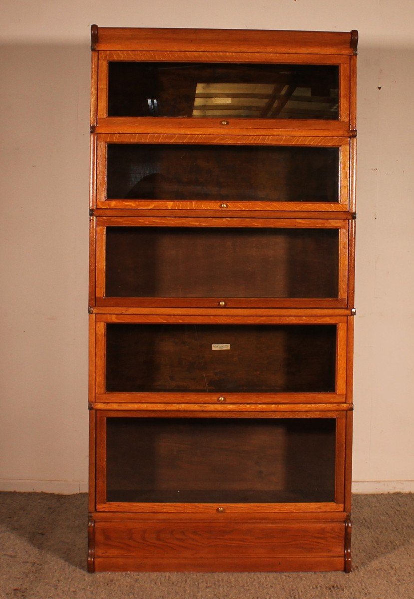 Globe Wernicke Bookcase In Golden Oak With 5 Elements -photo-2