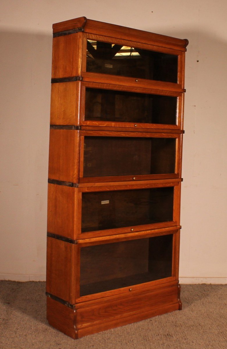 Globe Wernicke Bookcase In Golden Oak With 5 Elements -photo-3