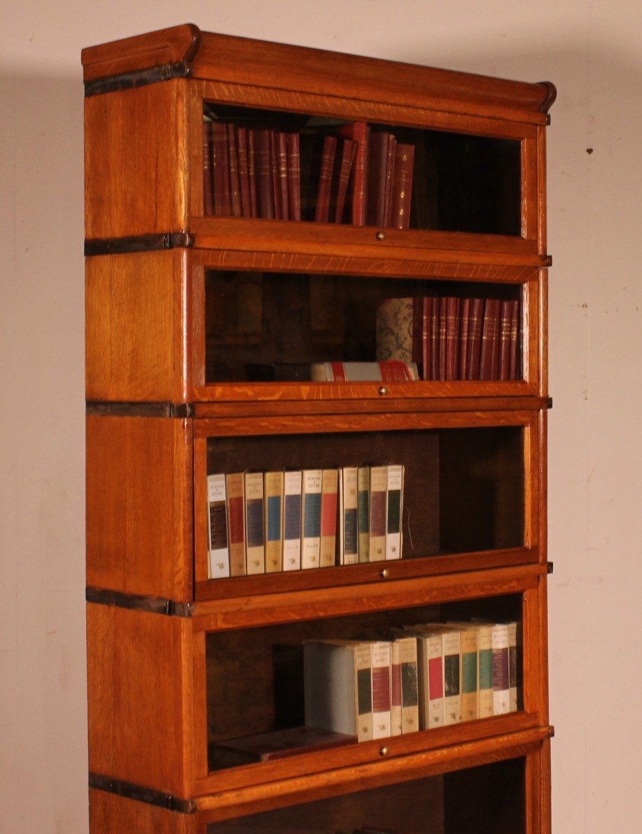 Globe Wernicke Bookcase In Golden Oak With 5 Elements -photo-1