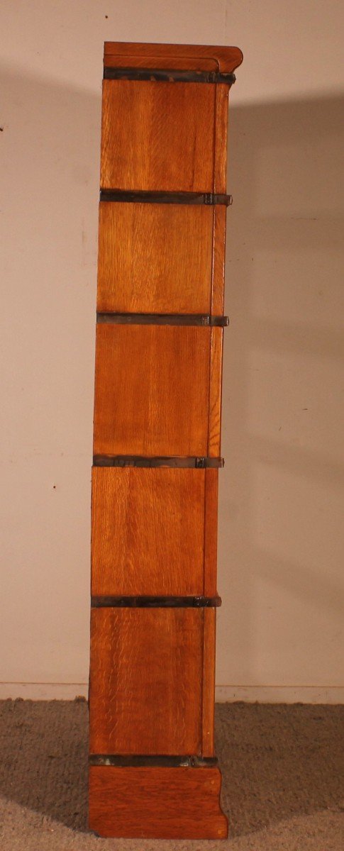 Globe Wernicke Bookcase In Golden Oak With 5 Elements -photo-5