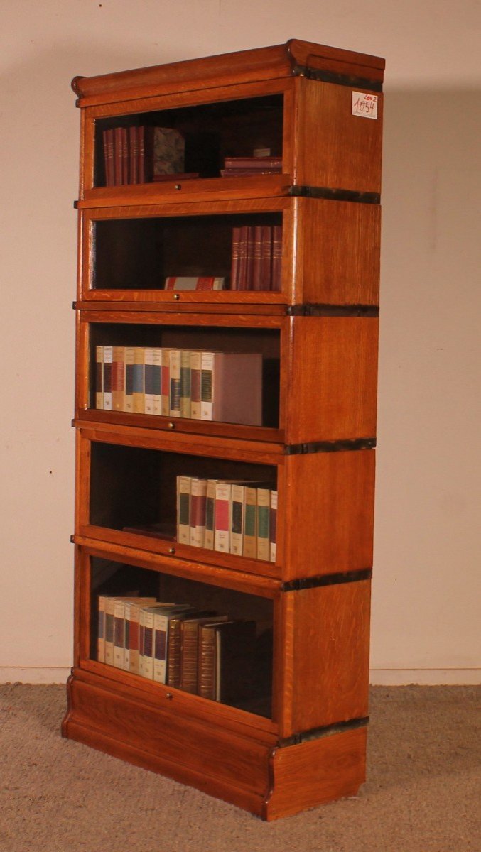 Globe Wernicke Bookcase In Golden Oak With 5 Elements -photo-7