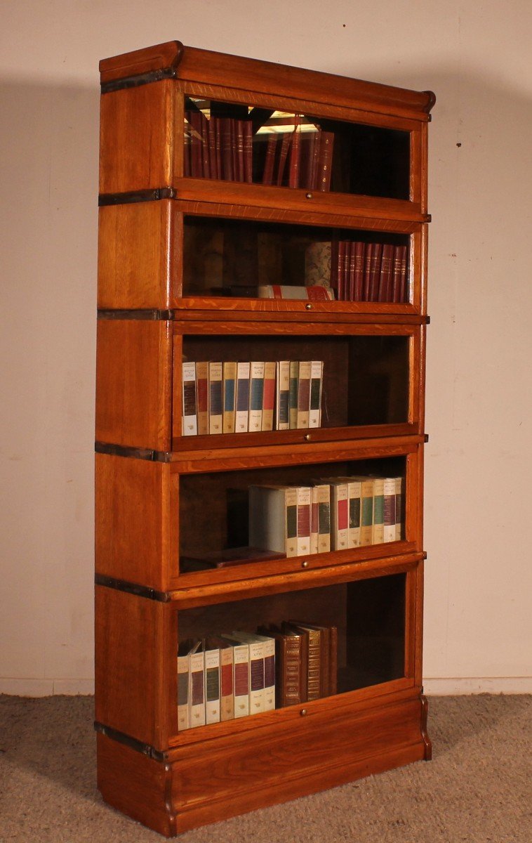 Globe Wernicke Bookcase In Golden Oak With 5 Elements 