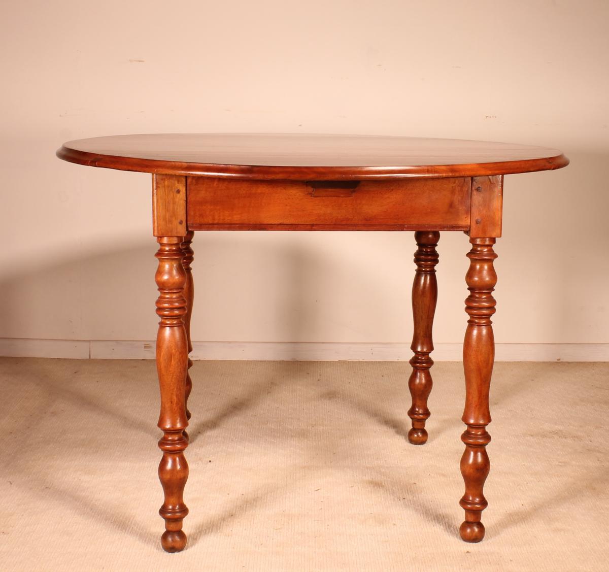 Table Ovale En Noyer 19° Siècle-photo-4