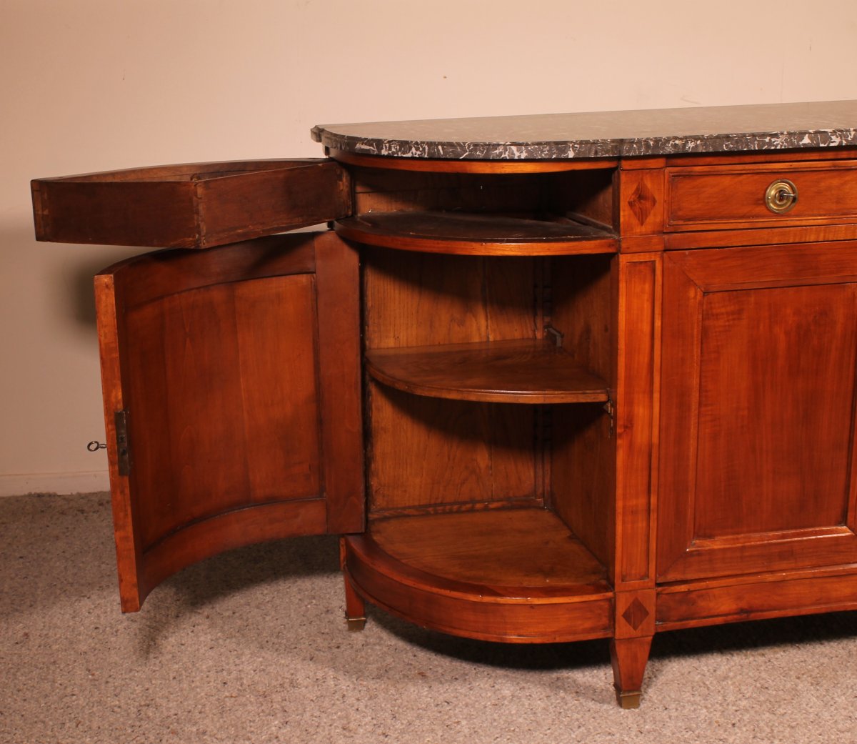 Louis XVI Buffet In Cherry Wood  With Marble Top-photo-3