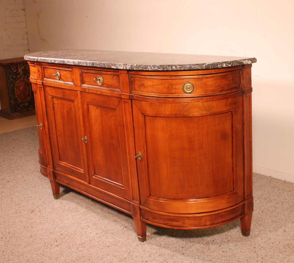 Louis XVI Buffet In Cherry Wood  With Marble Top-photo-6