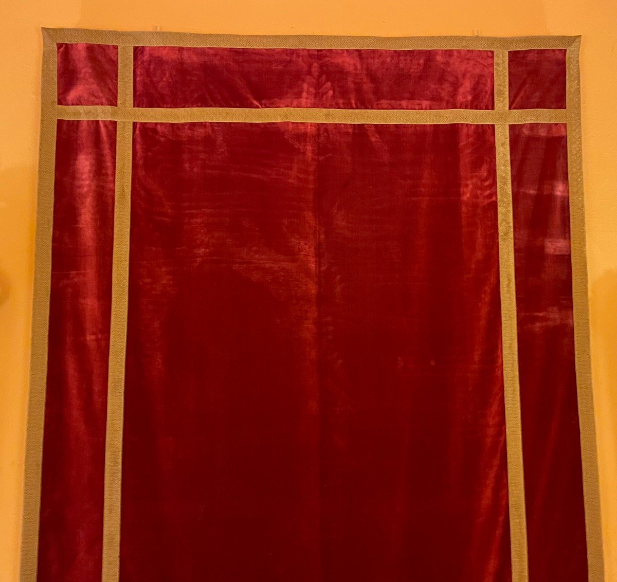 Back Of Altar-italy-19 ° Century-red Silk Velvet-photo-2