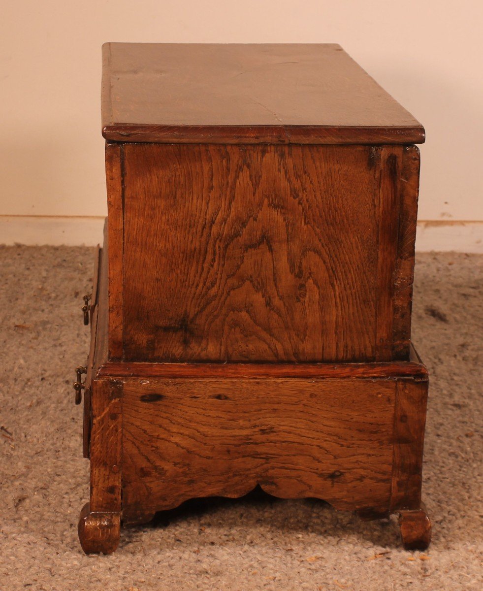 Small English Chest In Oak  From The 18th Century-photo-3