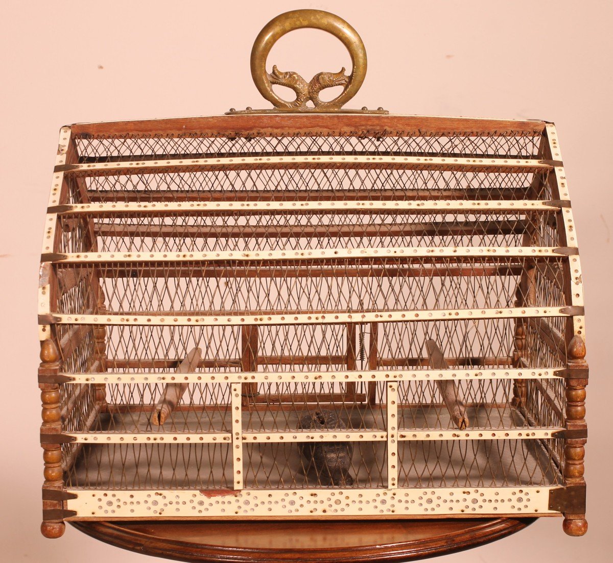 Bird Cage In Bone And Wood -19 ° Century-photo-5