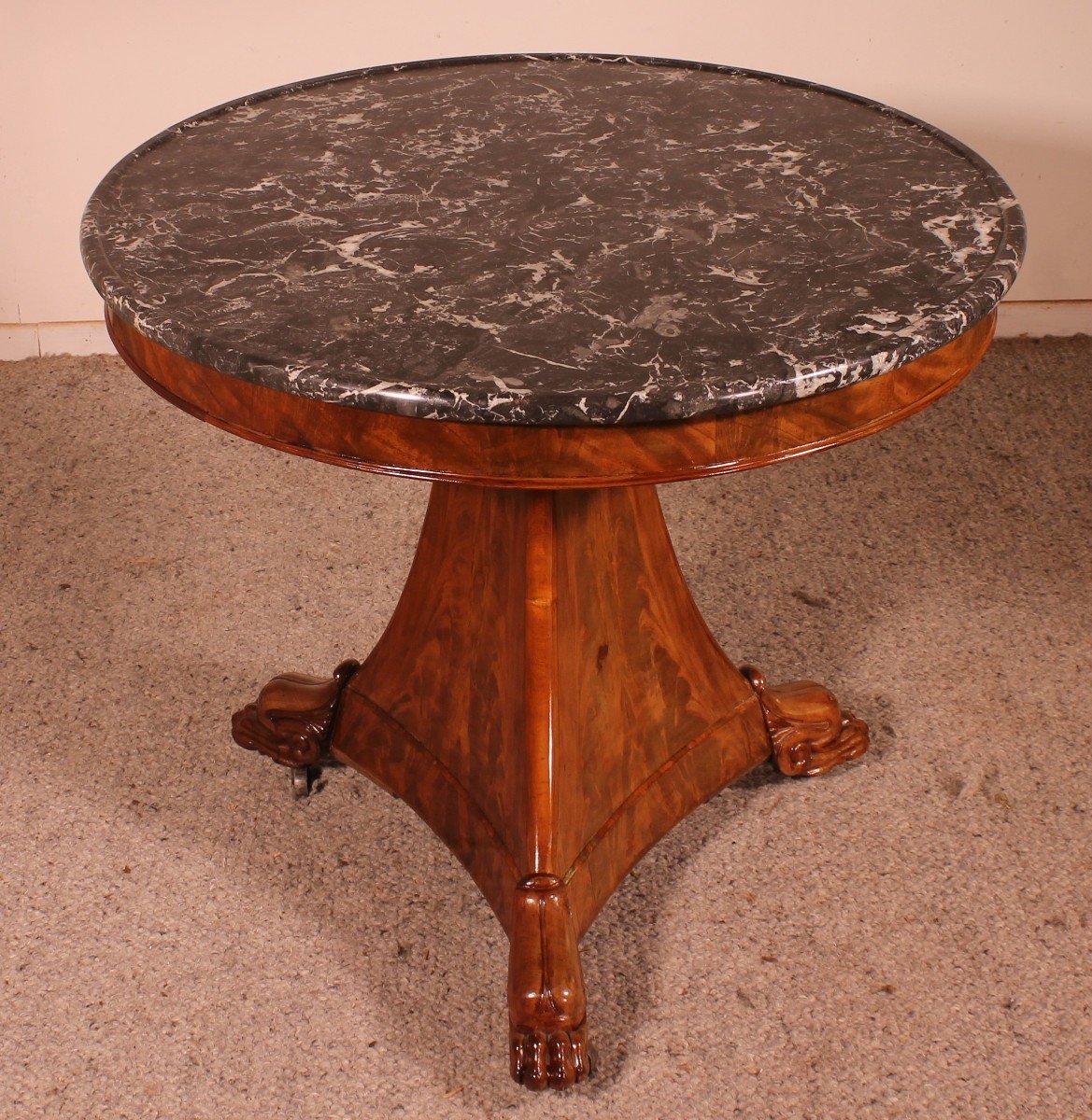 Empire Pedestal Table With Its Saint-anne Marble-photo-2