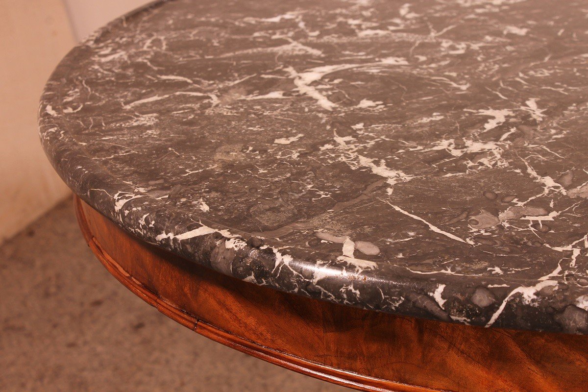 Empire Pedestal Table With Its Saint-anne Marble-photo-5