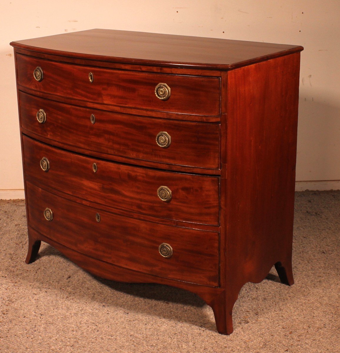 Bowfront Chest Of Drawers Circa 1800 In Mahogany-photo-4