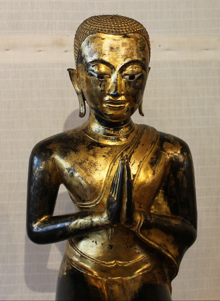 Large Bronze Monk - 18th Century - Ayuttheya Period - Thailand-photo-1