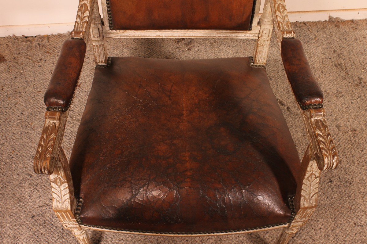 Fauteuil Louis XVI En Bois Polychrome-photo-6