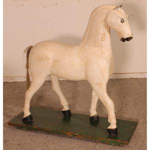 Cheval En Bois Polychrome Du 19° Siècle