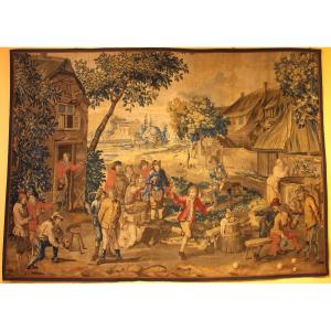 Tapisserie De Bruxelles d'Après Teniers Circa 1700