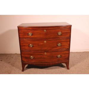 Small Bowfront Mahogany Chest Of Drawers Regency Period 