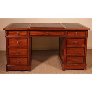 Mahogany Pedestal Desk From The 19th Century