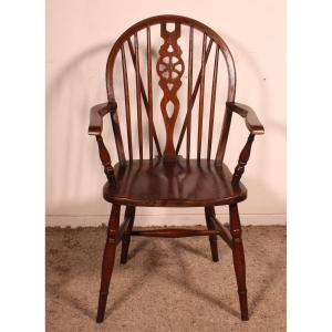 19th Century Chestnut Windsor Wheelback Armchair  