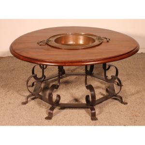 Round Coffee Table With A 18 Century Brazier In It's Center