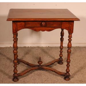 Louis XIV Table In Walnut And Inlays -18 Century