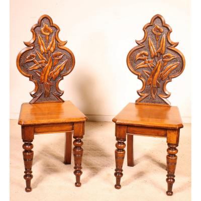 paire de chaise dites"Hall chair" art déco début 20° siècle