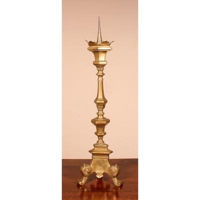 Italian Candlestick 17 ° Century In Bronze