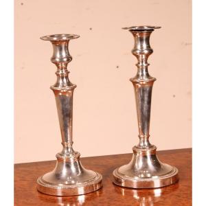 Pair Of Victorian Silver Plated Candlesticks 