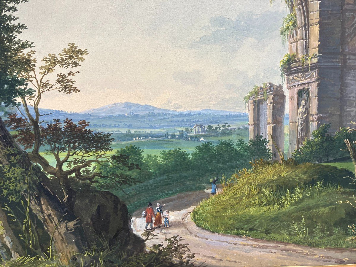 Pair Of Landscape Gouaches Circa 1820/1830-photo-3