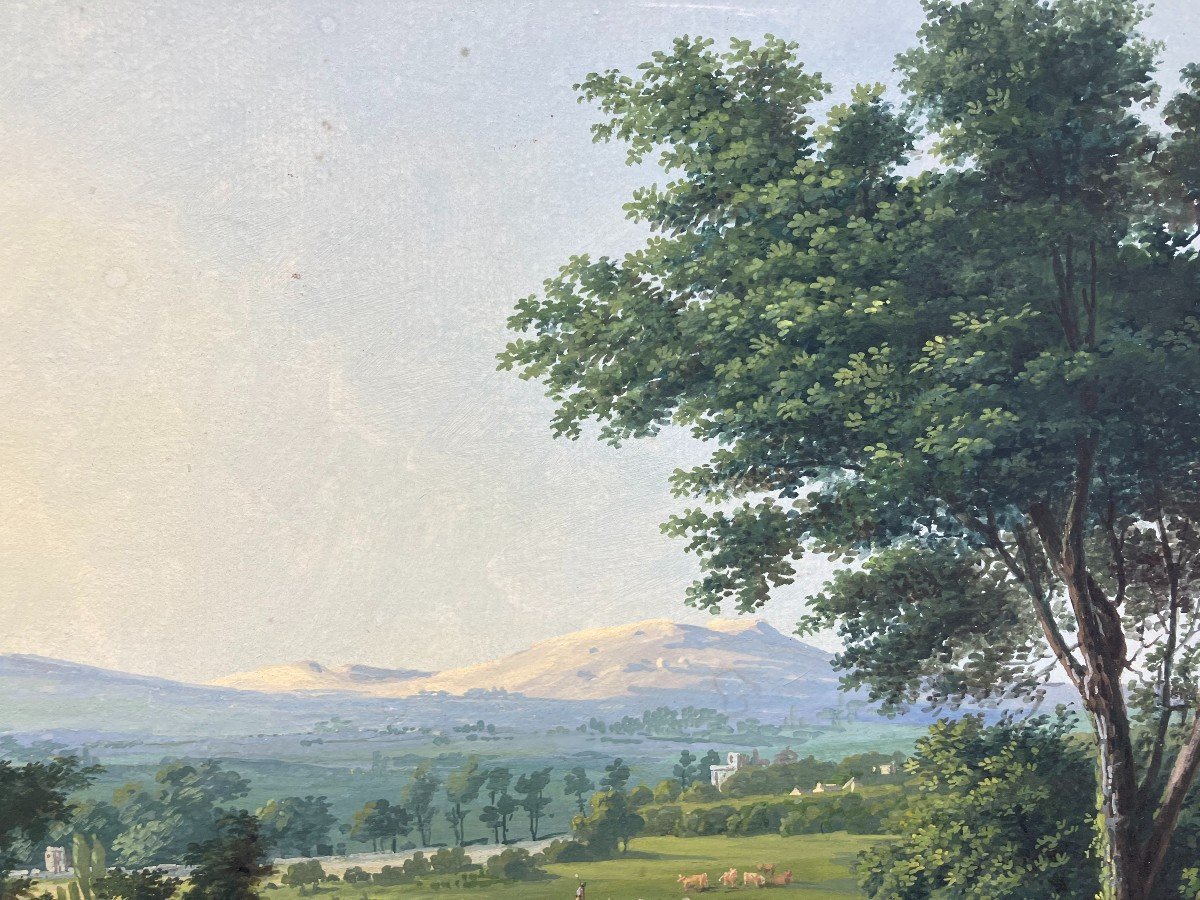 Pair Of Landscape Gouaches Circa 1820/1830-photo-5