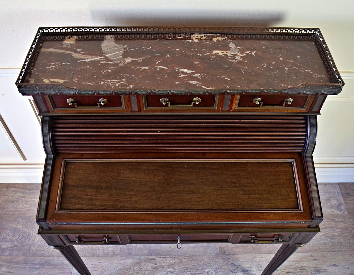 Bureau à cylindre ou Bonheur du Jour à système de style Louis XVI-photo-2