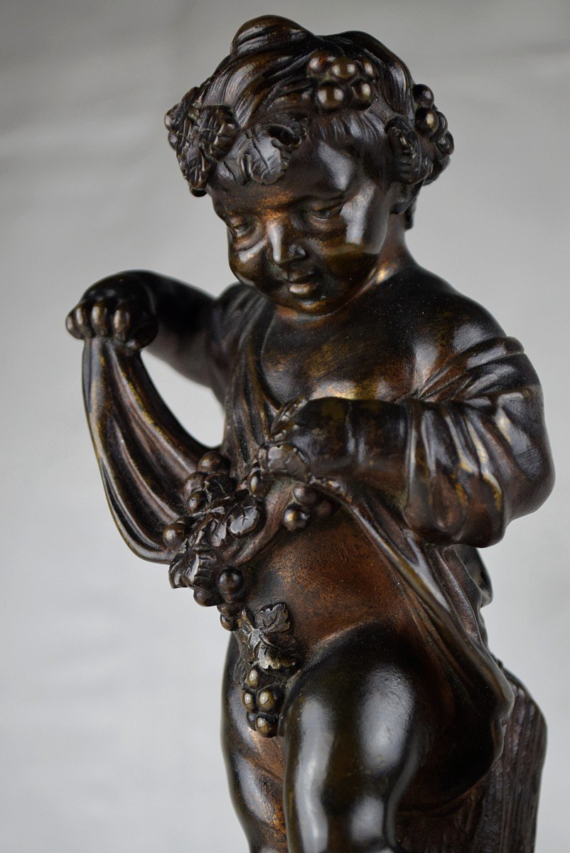 Paire de ch&eacute;rubins en bronze d&#039;apr&egrave;s Clodion XIX&egrave;, Putti, Amours-photo-7