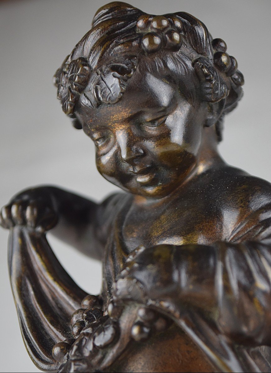 Paire de ch&eacute;rubins en bronze d&#039;apr&egrave;s Clodion XIX&egrave;, Putti, Amours-photo-8