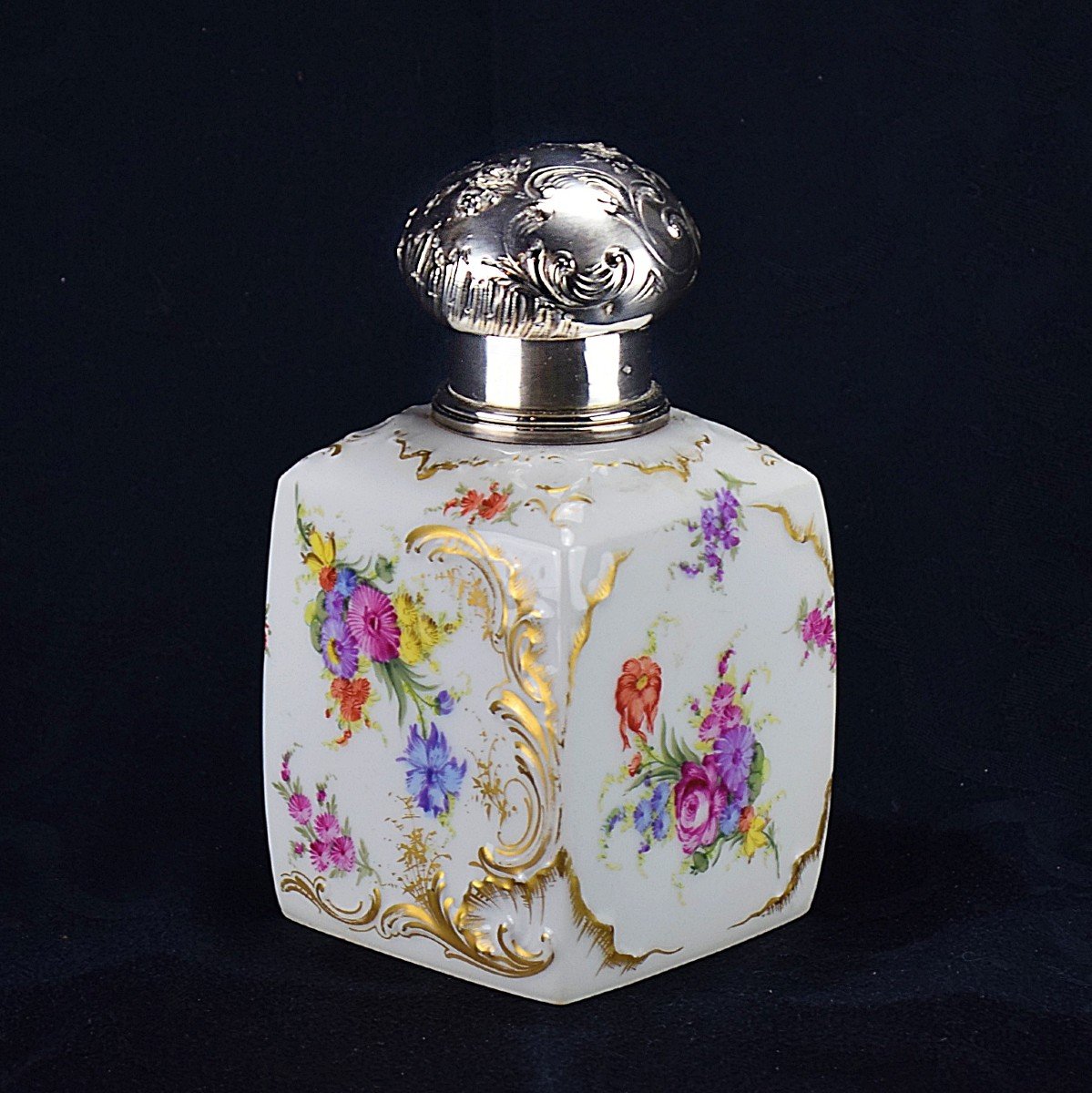 Limoges Porcelain Bottle M. Redon And Solid Silver 19th Century