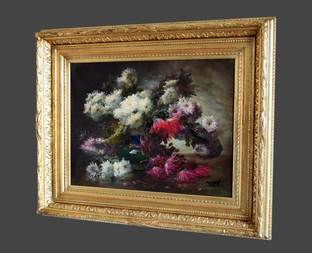 Still Life With Flowers By Edmond Van Coppenolle 19th Century-photo-4