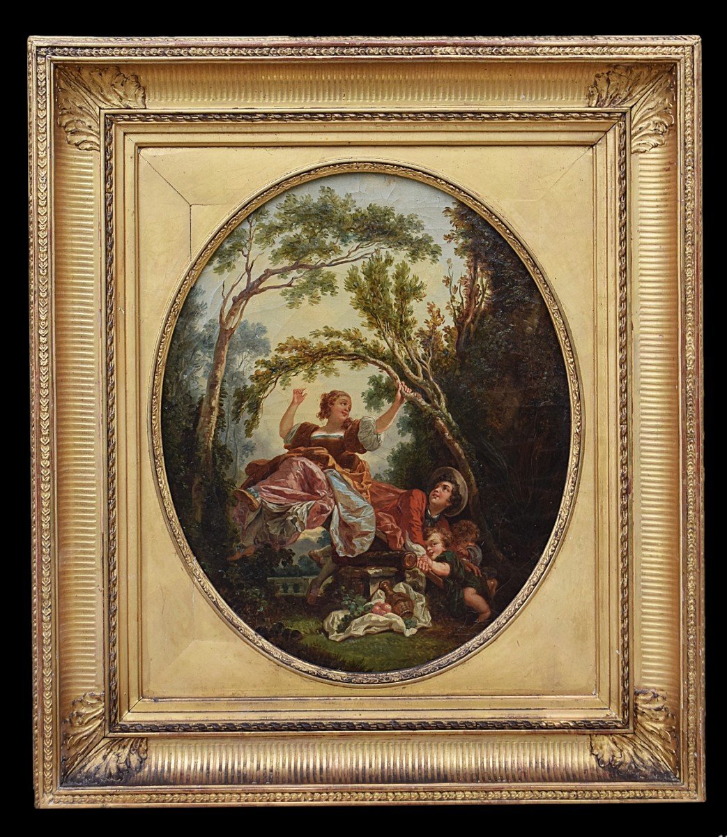 The Swing And Collin-maillard Follower Of Fragonard 19th Century-photo-2