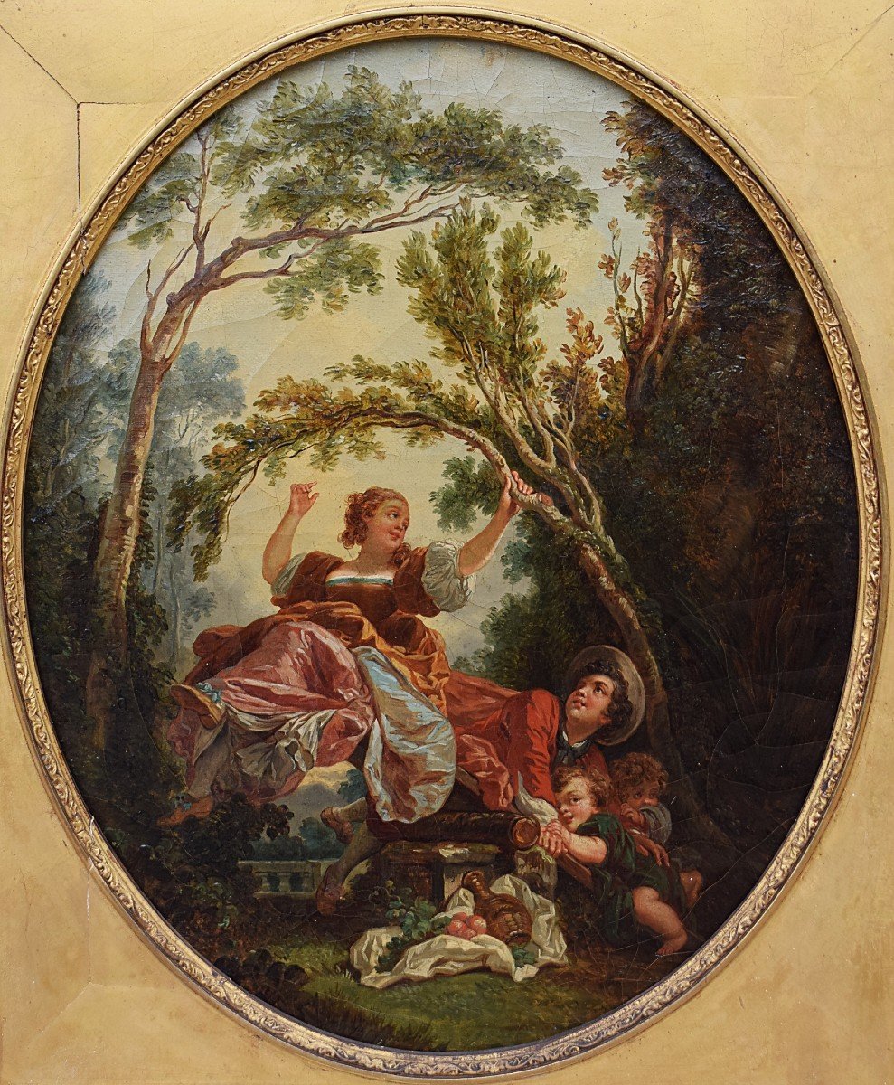 The Swing And Collin-maillard Follower Of Fragonard 19th Century-photo-4