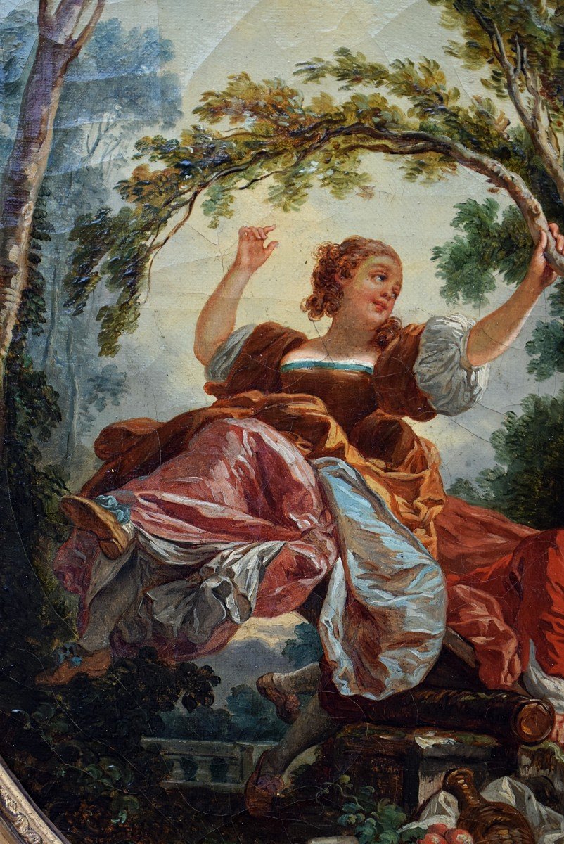 The Swing And Collin-maillard Follower Of Fragonard 19th Century-photo-1