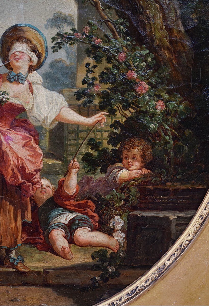 The Swing And Collin-maillard Follower Of Fragonard 19th Century-photo-6