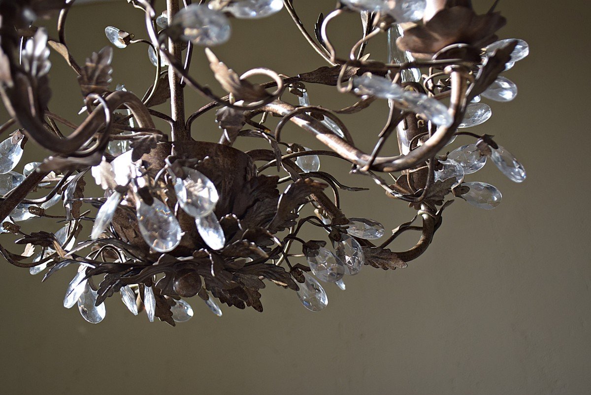 Wrought Iron Chandelier With Plant Decor -photo-4